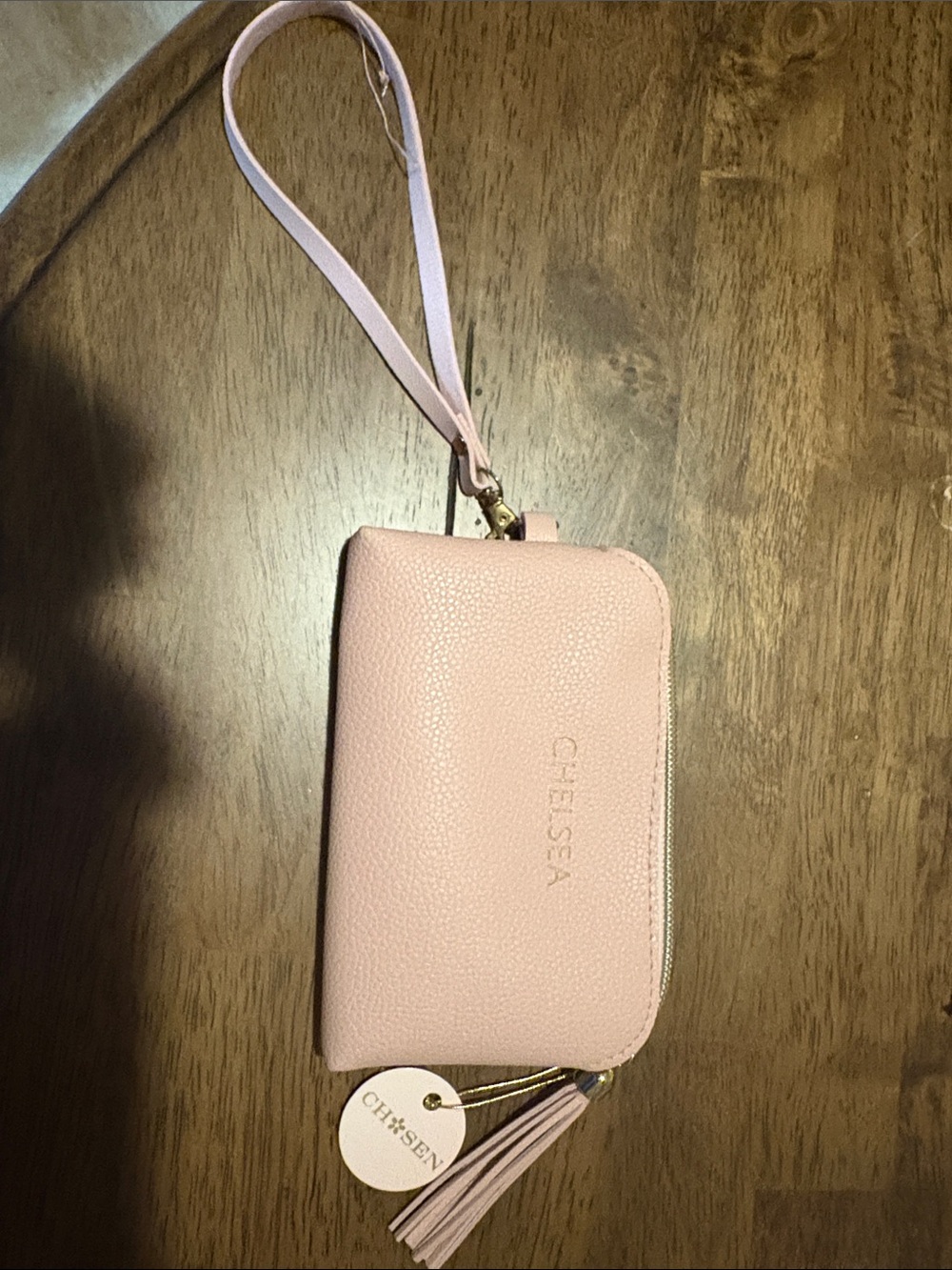 Chelsea Pink Pebbled Wristlet Clutch